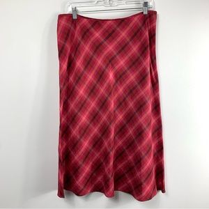 Plaid A-Line Skirt in Red and Pink